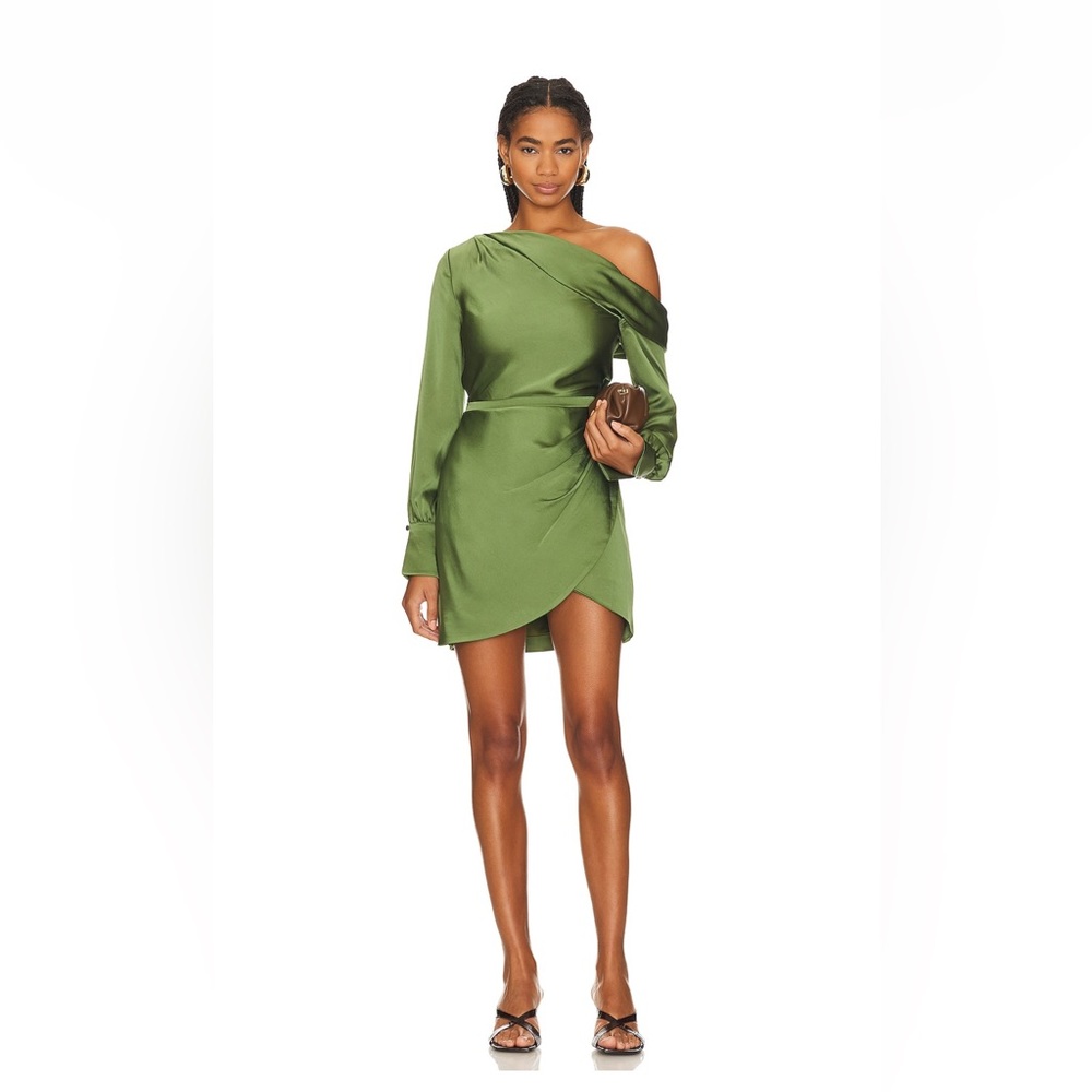 SIMKHAI Cameron One shoulder dress in Nori